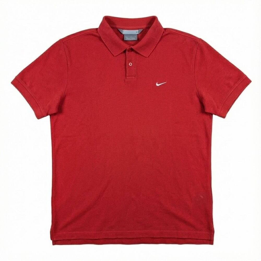Y2K Nike Silver Tag Polo Shirt XXL Red